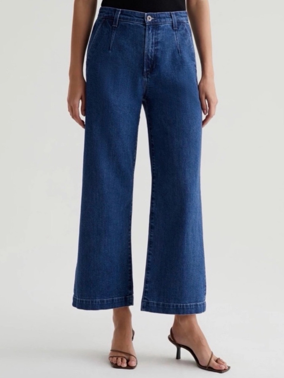 Ag Adriano Goldschmied Daneel High Rise Wide Leg Crop Japanese Denim Size 30